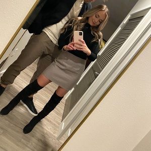 Black suede high boots